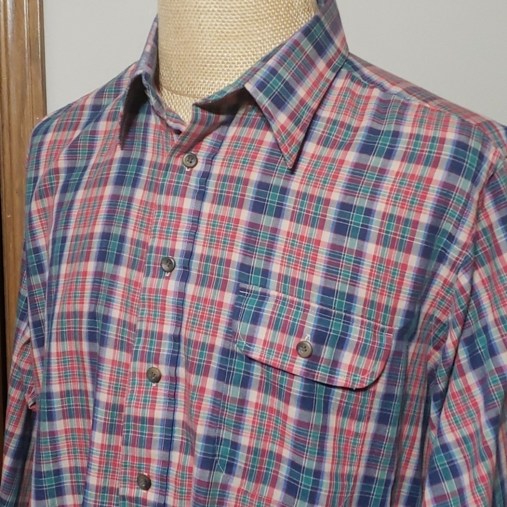 Wrangler single stitch lightweight plaid button up